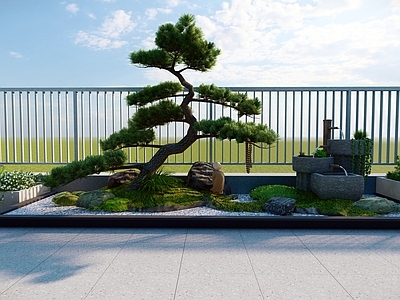 现代新中式屋顶花园 屋顶花园 休闲区域