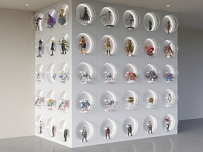 展柜 产品展示墙 成列墙 手办玩具 手办公仔 圆形产品柜