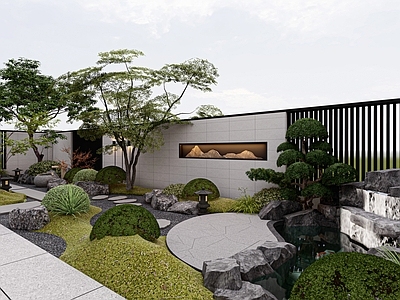 日式禅意别墅庭院 禅意庭院 日式庭院 自然庭院 别墅花园