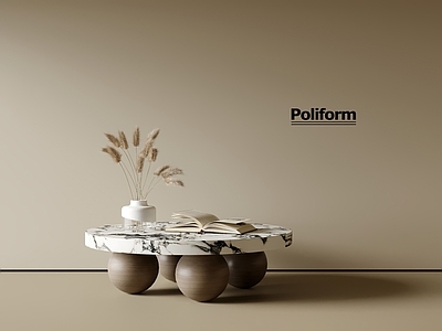 现代中古茶几 大理石茶几 圆茶几 茶几摆件