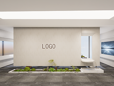 现代前台 公司前台 LOGO墙