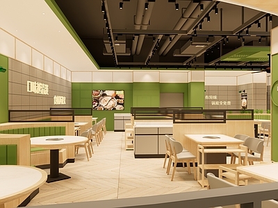 现代简约火锅店 猪肚鸡火锅店 门头 明档 就餐区