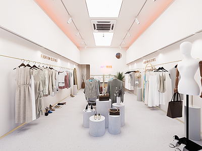 现代奶油服装店 女装店 箱包店 服装店