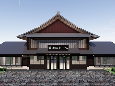 中式大门 唐式 三角形 屋顶 社区大堂 售楼处