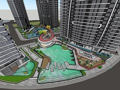 现代极简小区建筑 现代扎哈住宅 非常详细的住宅规 异型住宅 小区景观设计