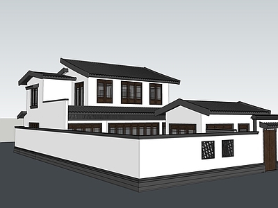 中式新中式四合院 四合院 乡村别墅 仿古住宅
