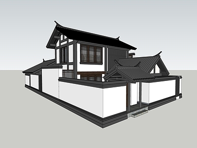 新中式中式四合院 川西民居 仿古建筑 四合院 川派建筑