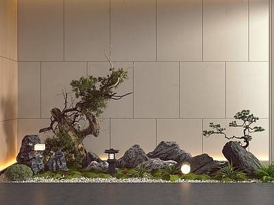 现代其他景观小品 庭院绿植景观 室内景观小品 假山石头 室内造景