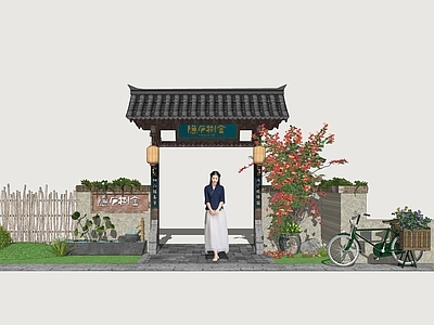 现代庭院门 庭院木门 民宿门 入户门 乡村民居院门 景观大门