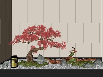 新中式其他景观小品 庭院景观小品 室内景观造景 景观树 鹅软石 石头