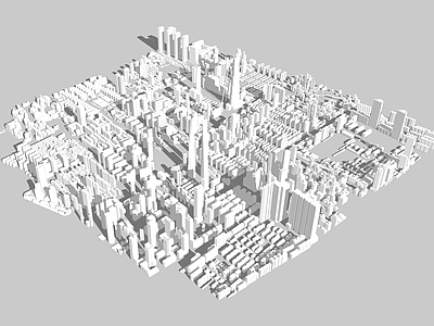 现代简模规划 简模规 鸟瞰城市规 建筑体块 城区建筑 白色建筑