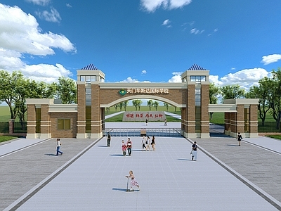 现代美式入口大门 学校入口大门