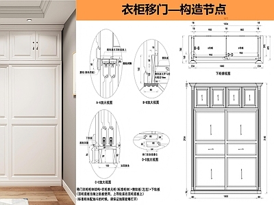 柜体节点 衣柜移门详图 施工图