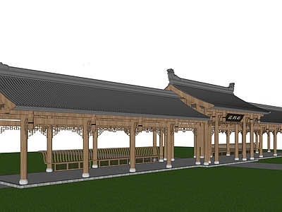 中式古建筑 古建筑 廊道