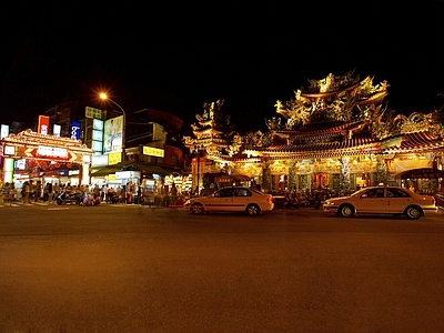 现代街道外景 夜市街景夜晚街景 街道夜景