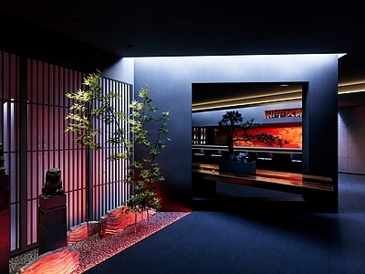 现代新中式火锅店 前台 玄关 餐饮接待