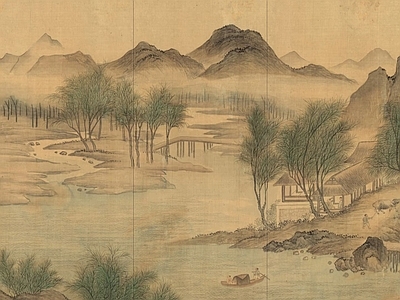 新中式中式硬包 硬包背景墙 山水硬包