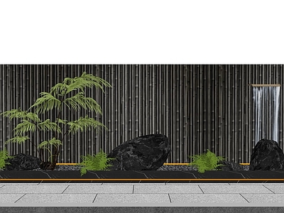 现代其他景观小品 禅意景观小品 景观小品 水景墙 水景 中庭景观