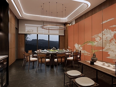 轻奢新中式包厢 新中式餐饮包厢
