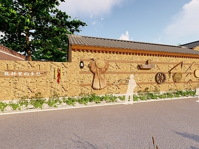 现代中式景墙 中式民俗景观墙 农耕文化展示墙