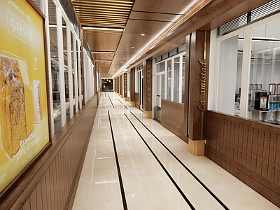 现代新中式其他学校空间 实训楼参观走道室