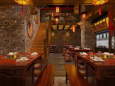 中式复古火锅店 中式火锅店 中式餐馆 复古中式火锅店 中式明档 中式建筑