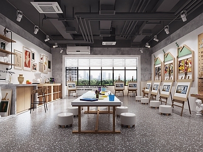 现代教室 儿童美术教室 画室画廊 美术培训教室 幼儿园画室 儿童画室画廊