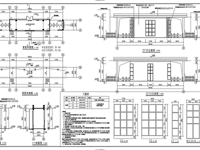 现代门卫室建筑 学校大门值班室 施工图