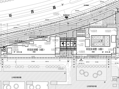 现代学校建筑 大学建筑总图 施工图