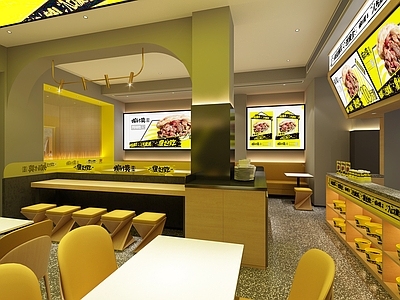 现代快餐店 肉夹馍店 快餐店 街边店门头店