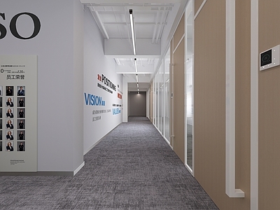 现代直播间 现代走道 玻璃办公隔断 原木办公隔断 现代工业走道 文化办公企业墙