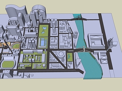 现代简约简模规划 城市模块 建模规划 城市规划简模