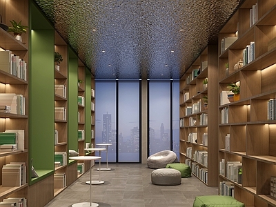 现代图书馆 现代阅览室 图书馆 书吧 书柜 懒人沙发