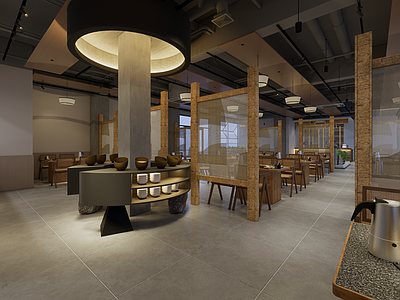 新中式火锅店 新中式火锅店 吧台 后厨 包厢