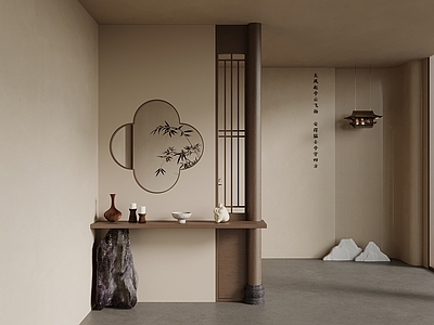 中古新中式玄关 屏风玄关 端景台玄关 玄关造景 装饰性玄关 别墅玄关