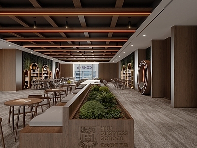 现代意式图书馆 图书室 现代 原木 极简 咖啡图书