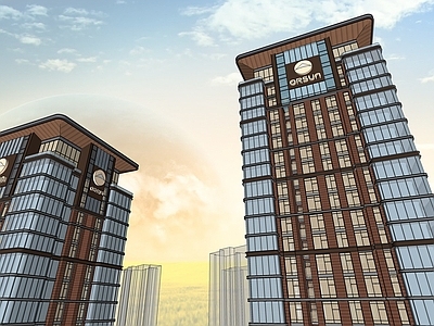 现代小区建筑 滨江超高层 江景豪宅