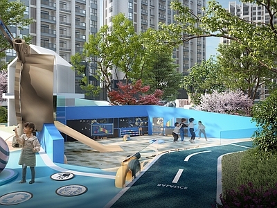 现代口袋公园 口袋公园 街头公园 休闲娱乐区 儿童娱乐区 廊架