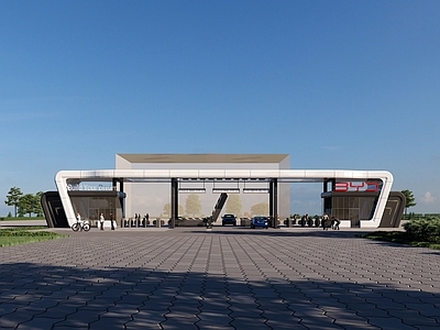 现代极简小公建 工业园 形象大门 黑白灰 简约风 未来感