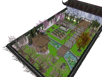 新中式中式乡村庭院 中式园林 私家小院 自建房小院 景观庭院