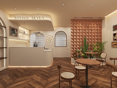 现代奶油奶茶店 银耳甜品饮品店