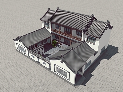 中式古建 中式四合院建筑 景墙 建筑外观
