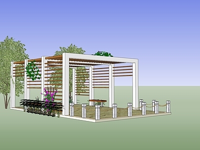 现代简约廊架 格栅廊架 金属廊架 花架