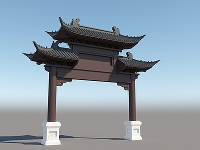 中式牌楼牌坊 牌楼 牌坊 二柱三楼牌坊 古建牌坊牌楼 大门牌坊