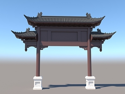 中式牌楼牌坊 牌坊 牌楼 二柱三楼牌坊 古建牌坊 仿古牌楼