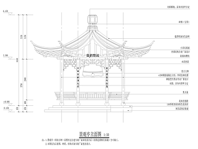 中式亭子 六角亭 凉亭 景观亭 木亭 施工图
