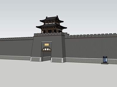 中式古建筑 古式城楼城墙