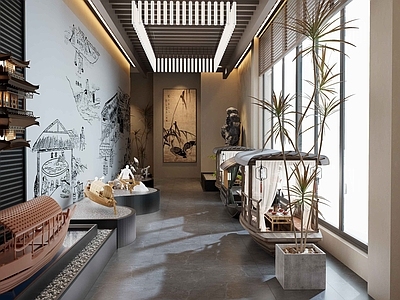 新中式复古中餐厅 运河文化 船文化 中式餐厅 非遗 展厅