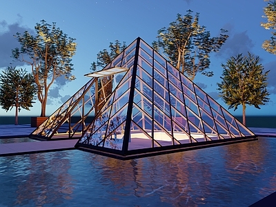 现代其他景观小建筑 金字塔建筑 地下空间出口入口