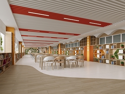 现代新中式图书馆 图书馆 儿童图书馆 阅读室